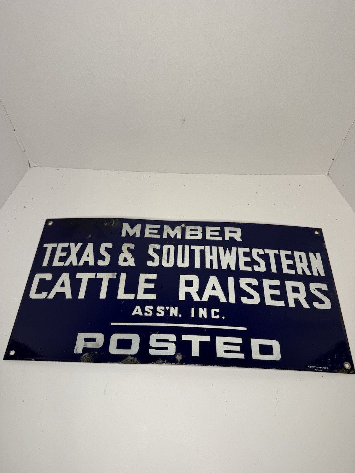 Vintage Porcelain Texas & Southwestern Cattle Raisers Association Posted Sign