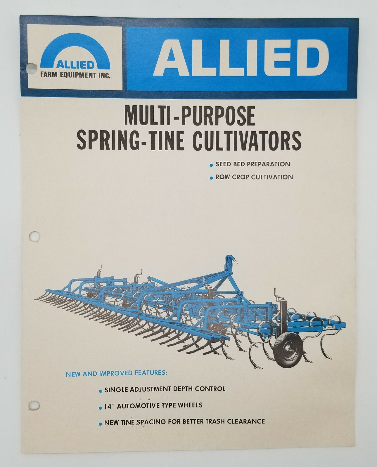 Vintage Allied Spring Tine Cultivators Sales & Dealer Advertising Brochure