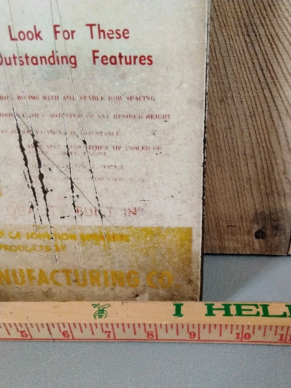 Vintage Johnson Manufacturing Farm Equipment Clipboard 9&Prime;X15&Prime;