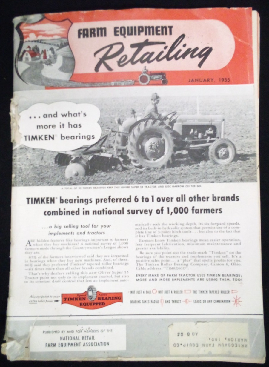 VTG 1955 FARM EQUIPMENT RETAILING MAGAZINE ADVERTISING GREAT AD FARMALL MOLINE F