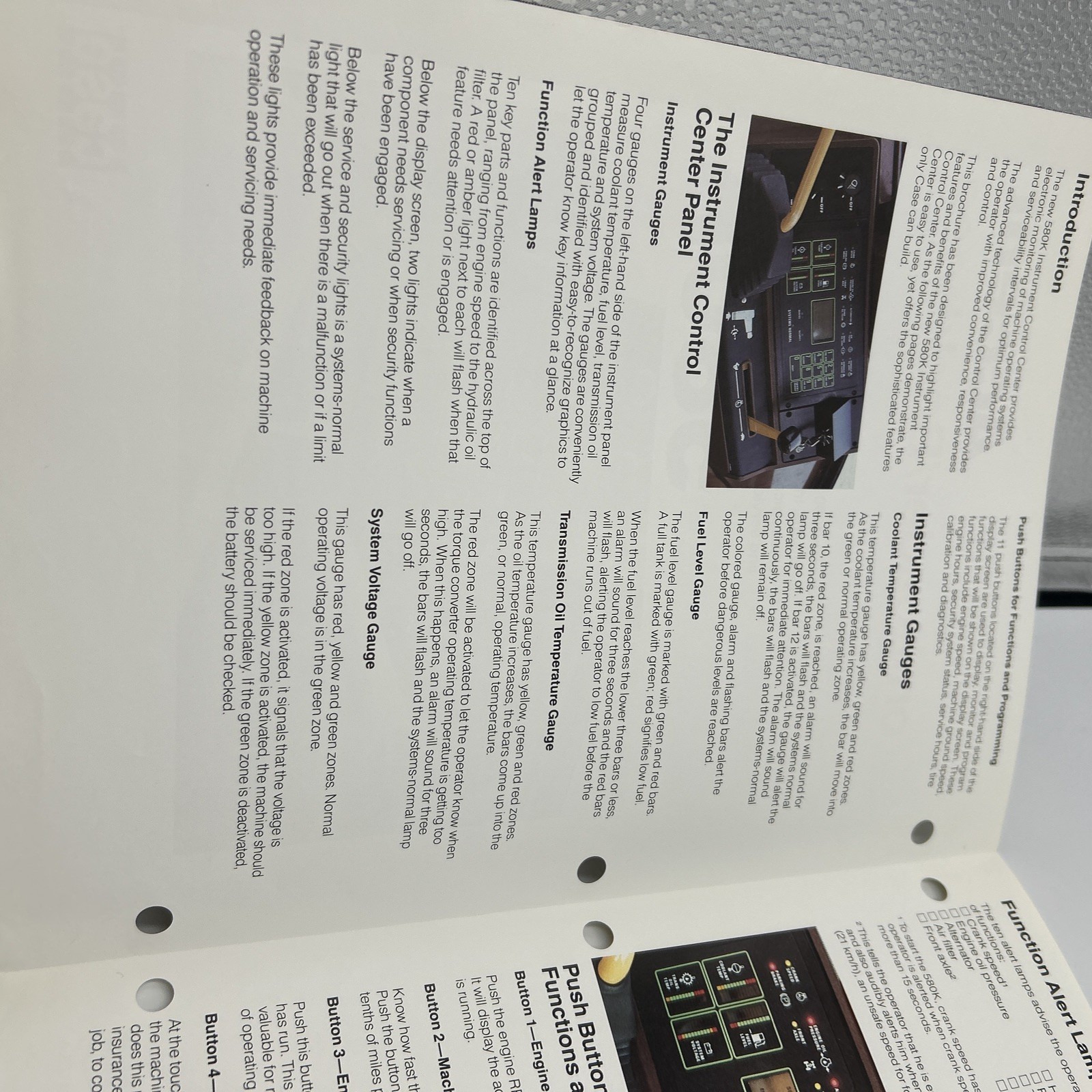 Case Tractor 580K Instrument Control Center March 1990