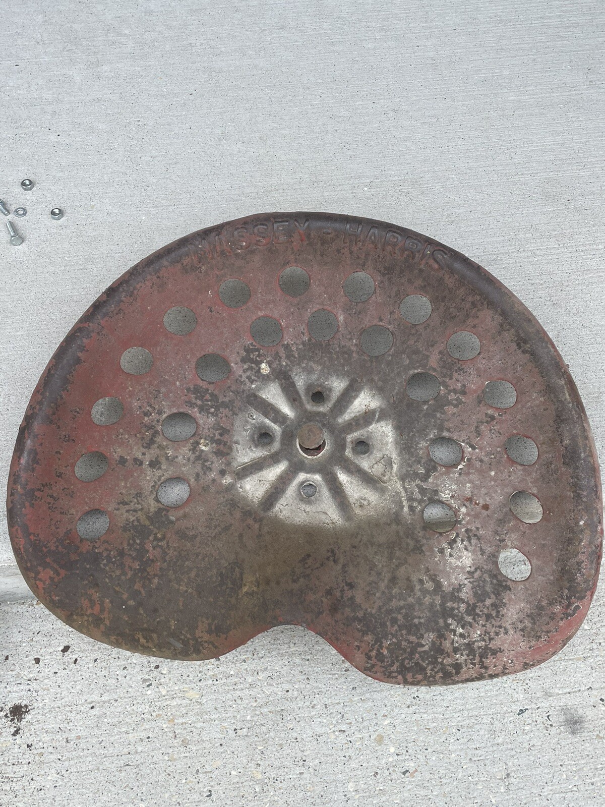 Vintage Massey Harris Tractor Seat Advertising Tin Embossed Massey Harris Parts