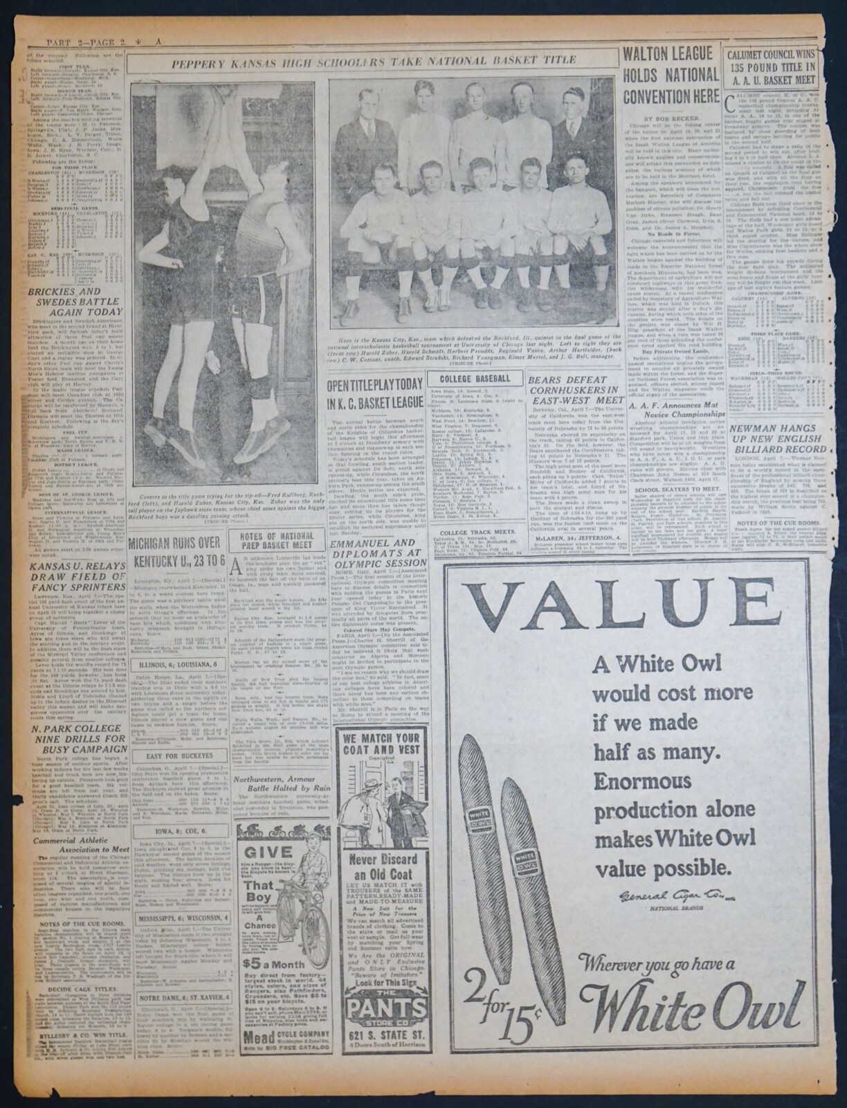 1919 Newspaper Sports Page – Large Dallas, Texas Standard Farm Tractor Ad