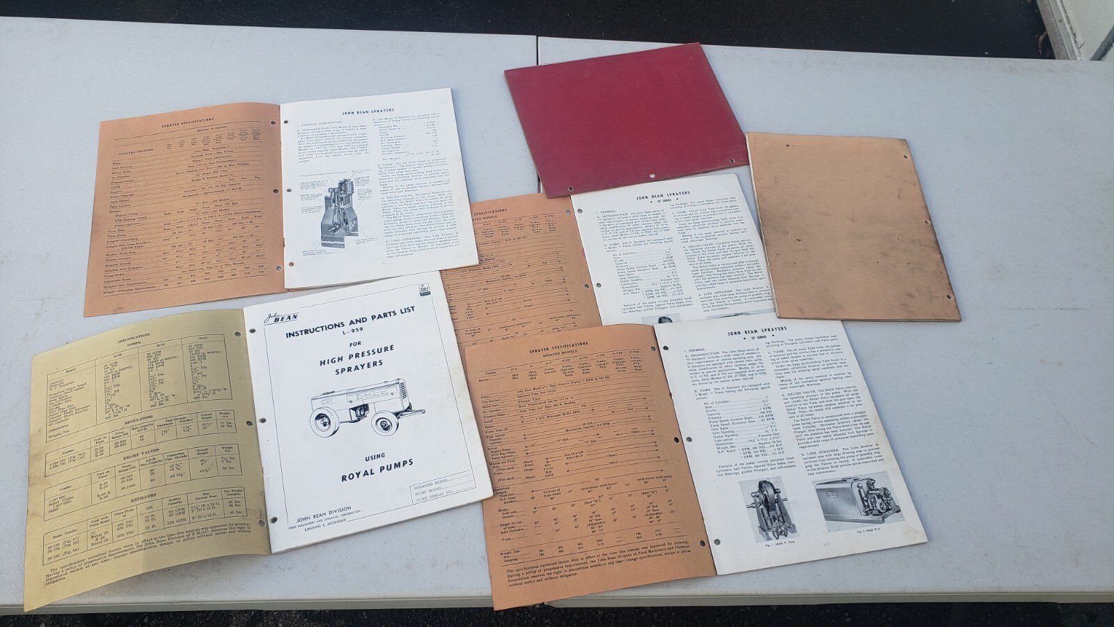 Vtg apple grower John Bean farm sprayer instruction & parts list lot
