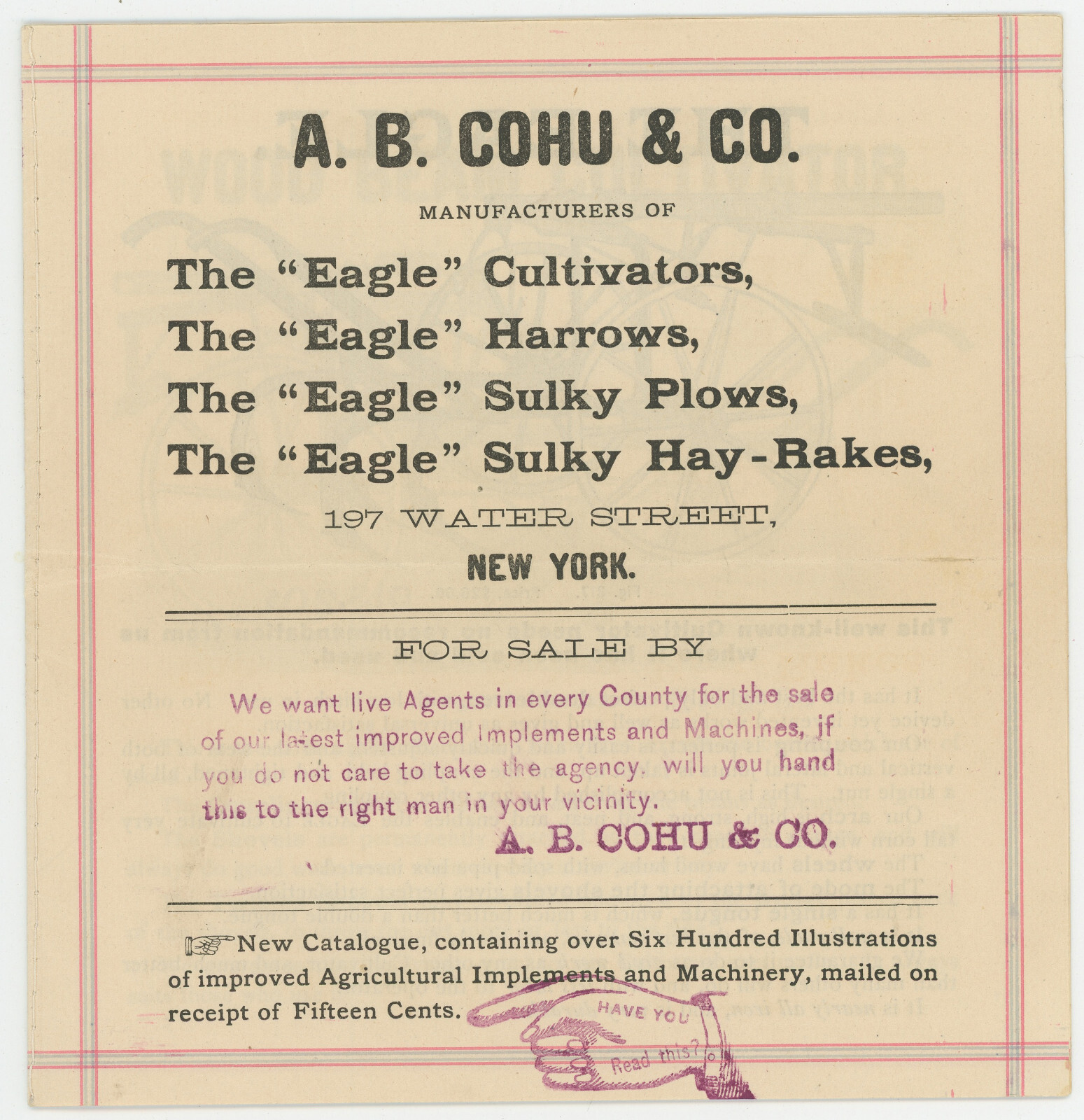 A.B. Cohu & Co. Manufacturers of Agricultural Implements Pamphlet Brochure