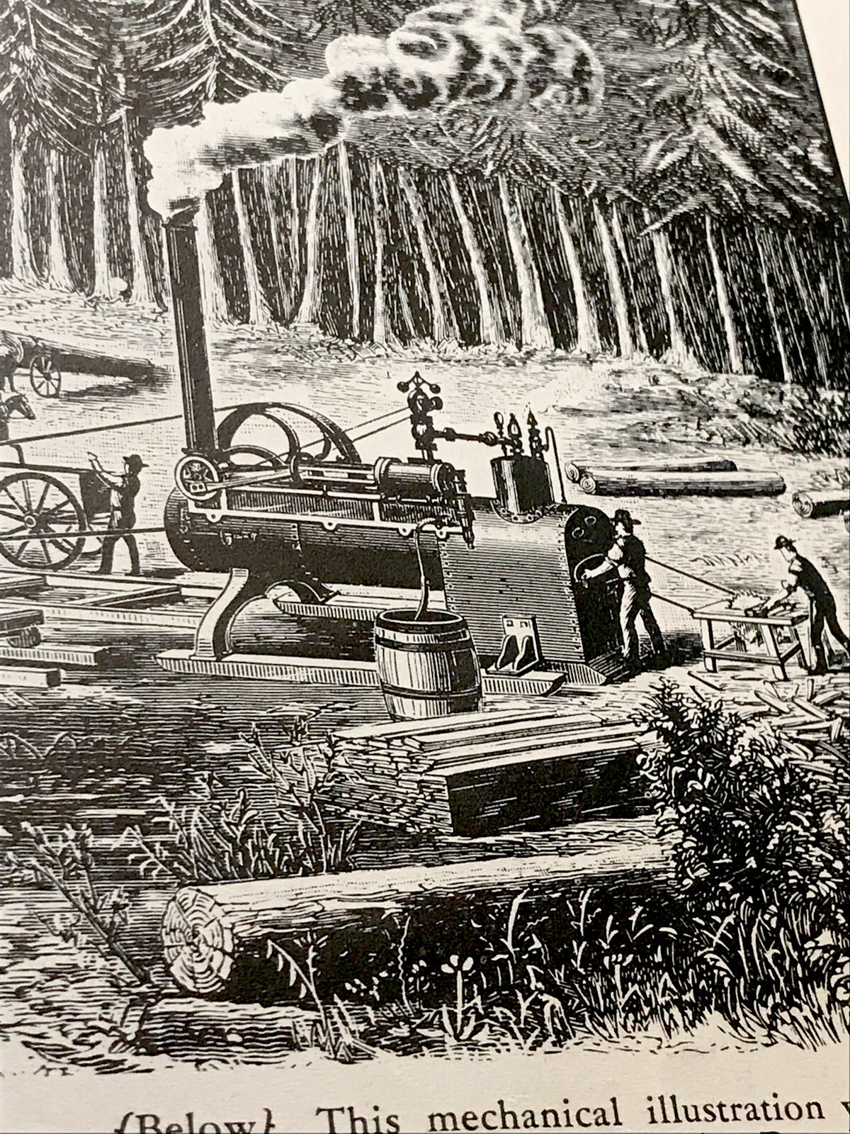 1882 J.I. Case Saw Mill & 1884 Portable Case Saw Mill Engraving Advertising