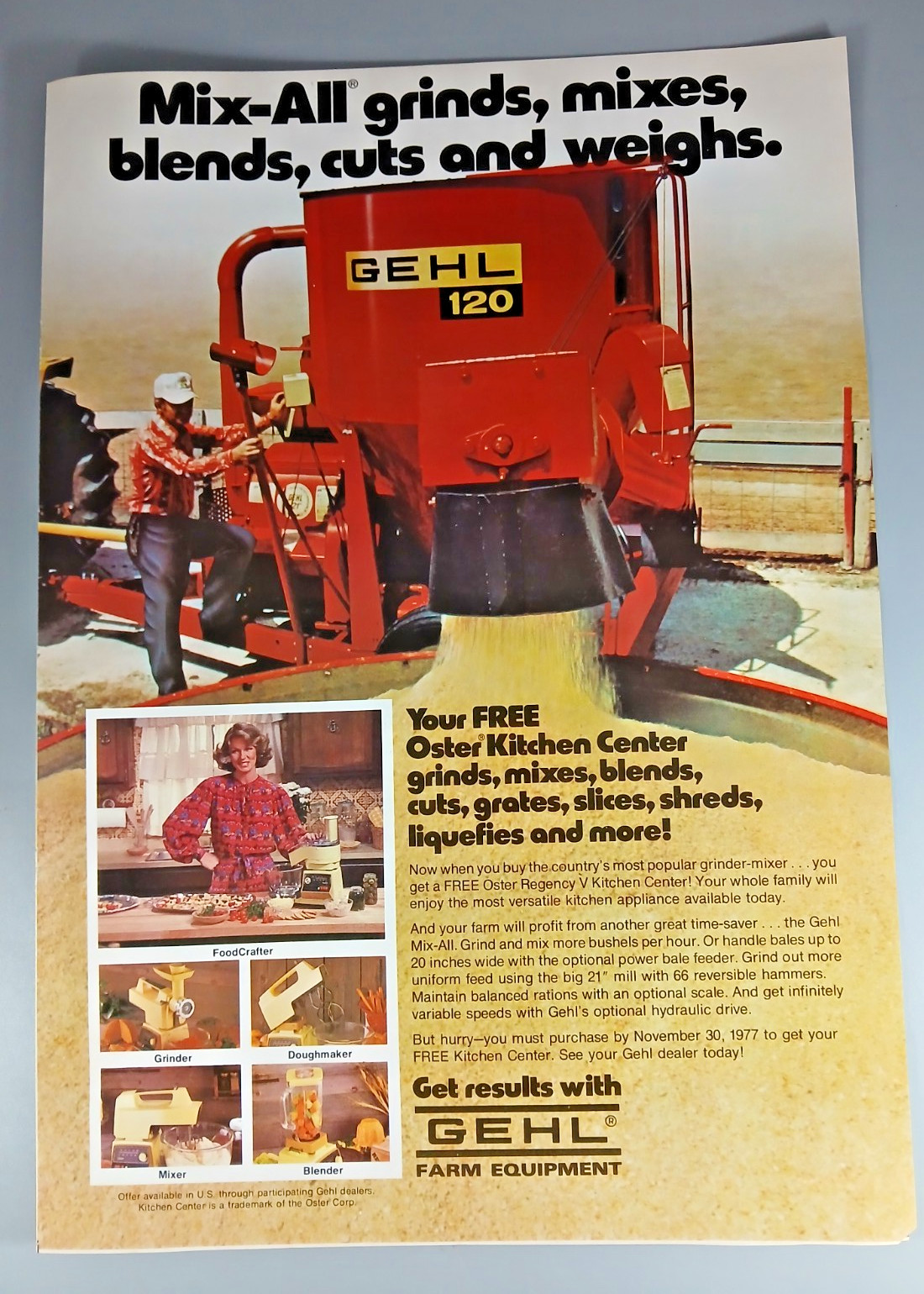 Original 1977 Gehl Grinder-Mixer Magazine Ad
