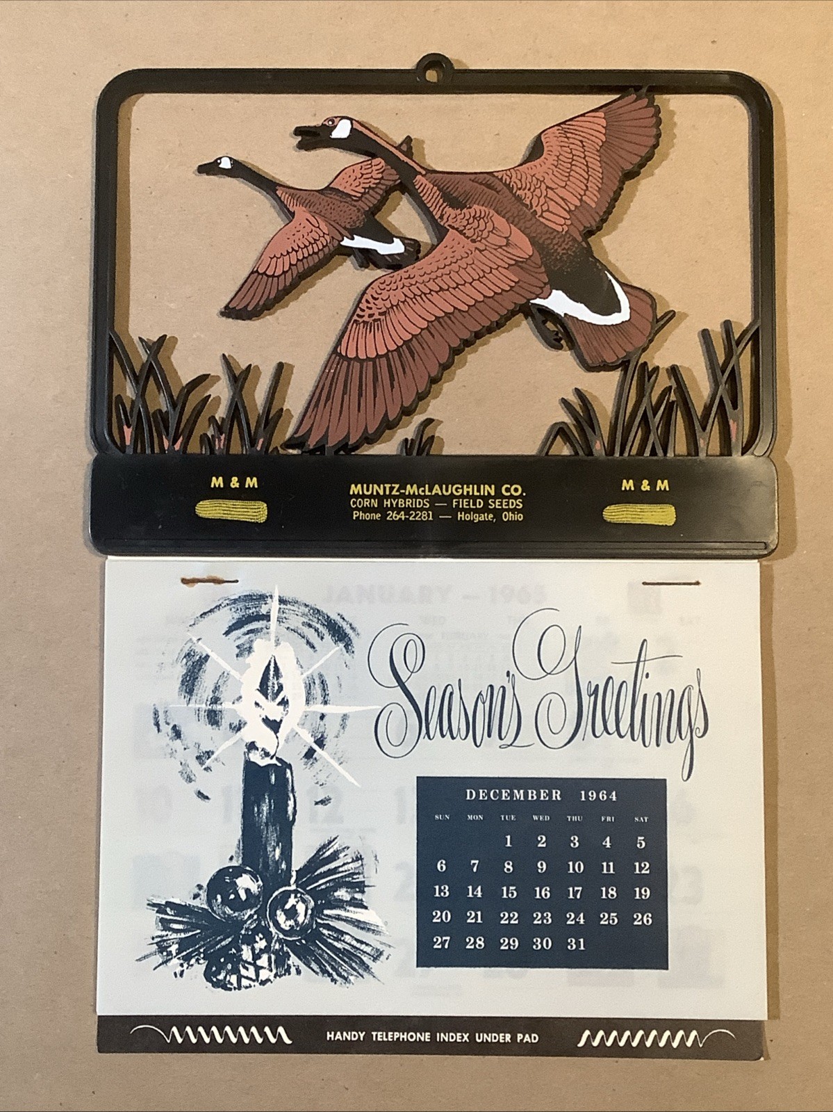 1964 Muntz-McLaughlin Co. Calendar Canada Geese Holgate OH INV-AA23