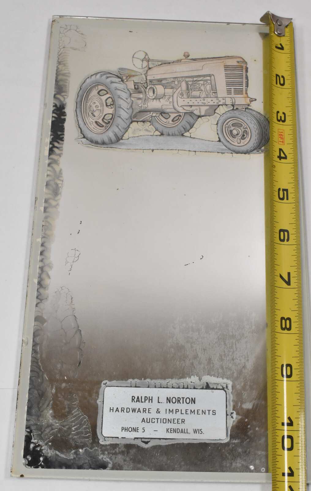 Vintage Ralph Norton Tractor Implements FARMALL Kendall WI Advertising Mirror