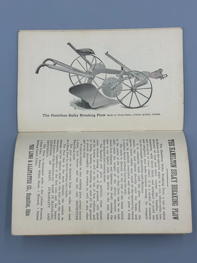 c 1890 Long & Allstatter Rake Cultivator FARM ADVERTISING Catalog HAMILTON Ohio