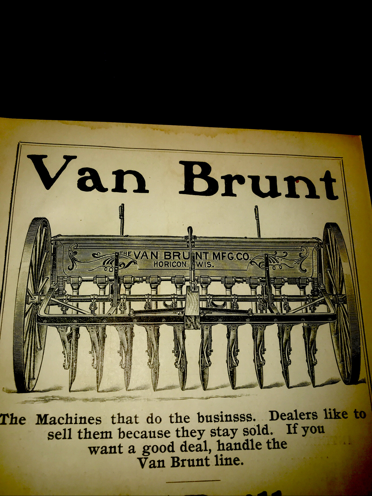 1905 Van Brunt Drills Farm Advertising – Horicon – Wisconsin Council Bluffs Iowa