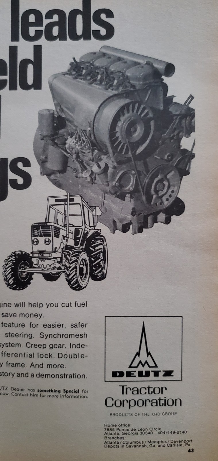 Vintage Deutz Tractor Advetisement 1974