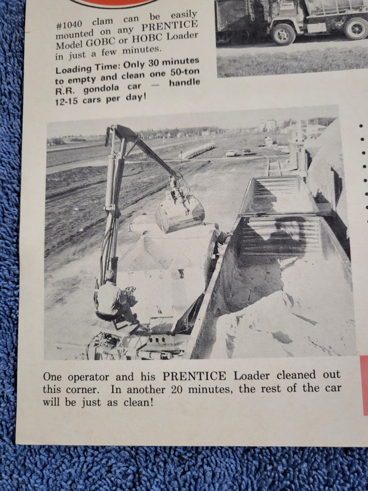 Vintage Prentice Hydraulics Inc CLAM Bucket Crane Lift Loader BROCHURE Wisconsin