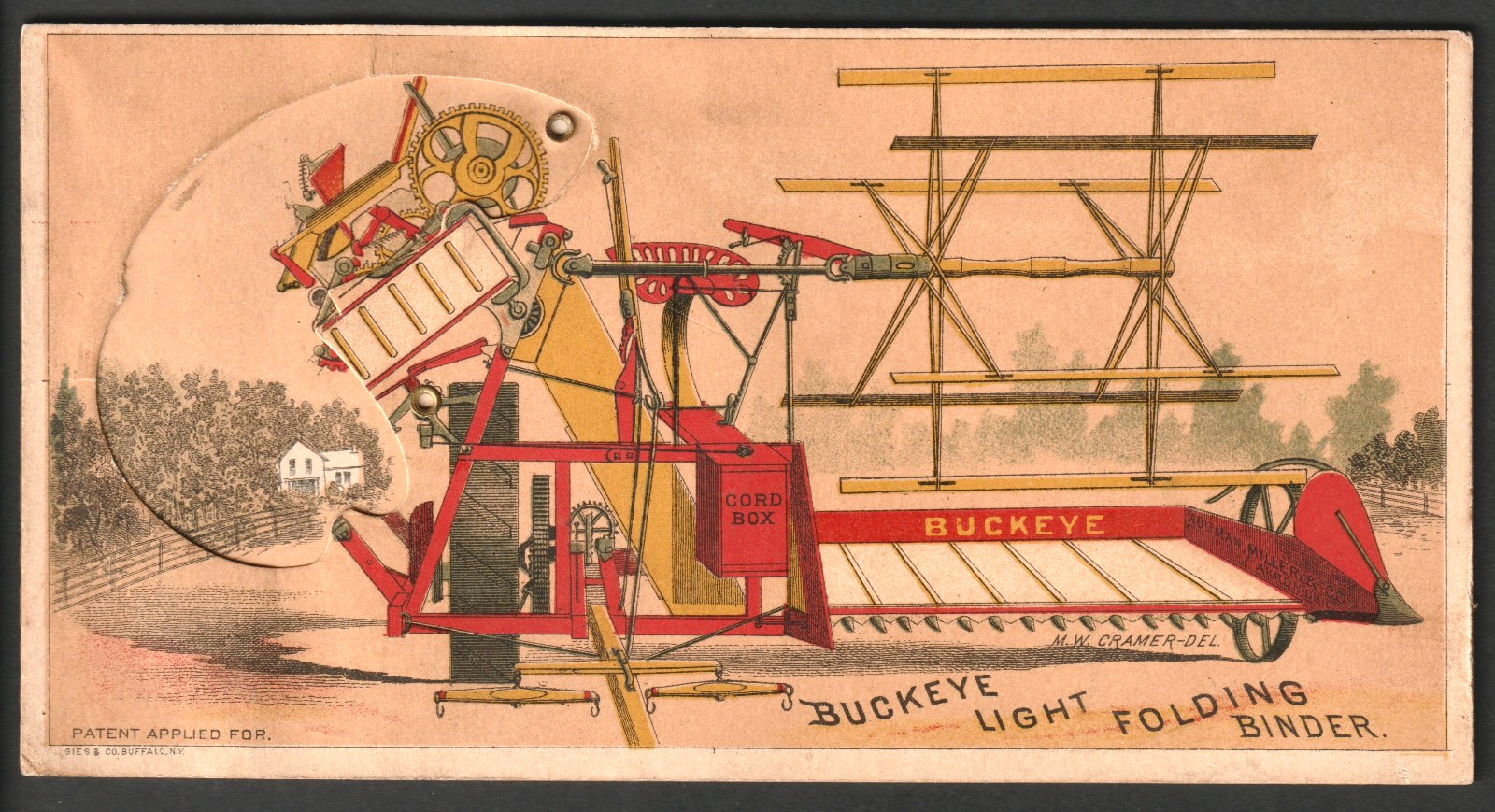 Mechanical Trade Card Buckeye Light Folding Binder Farm Machinery Novelty SR.f.B
