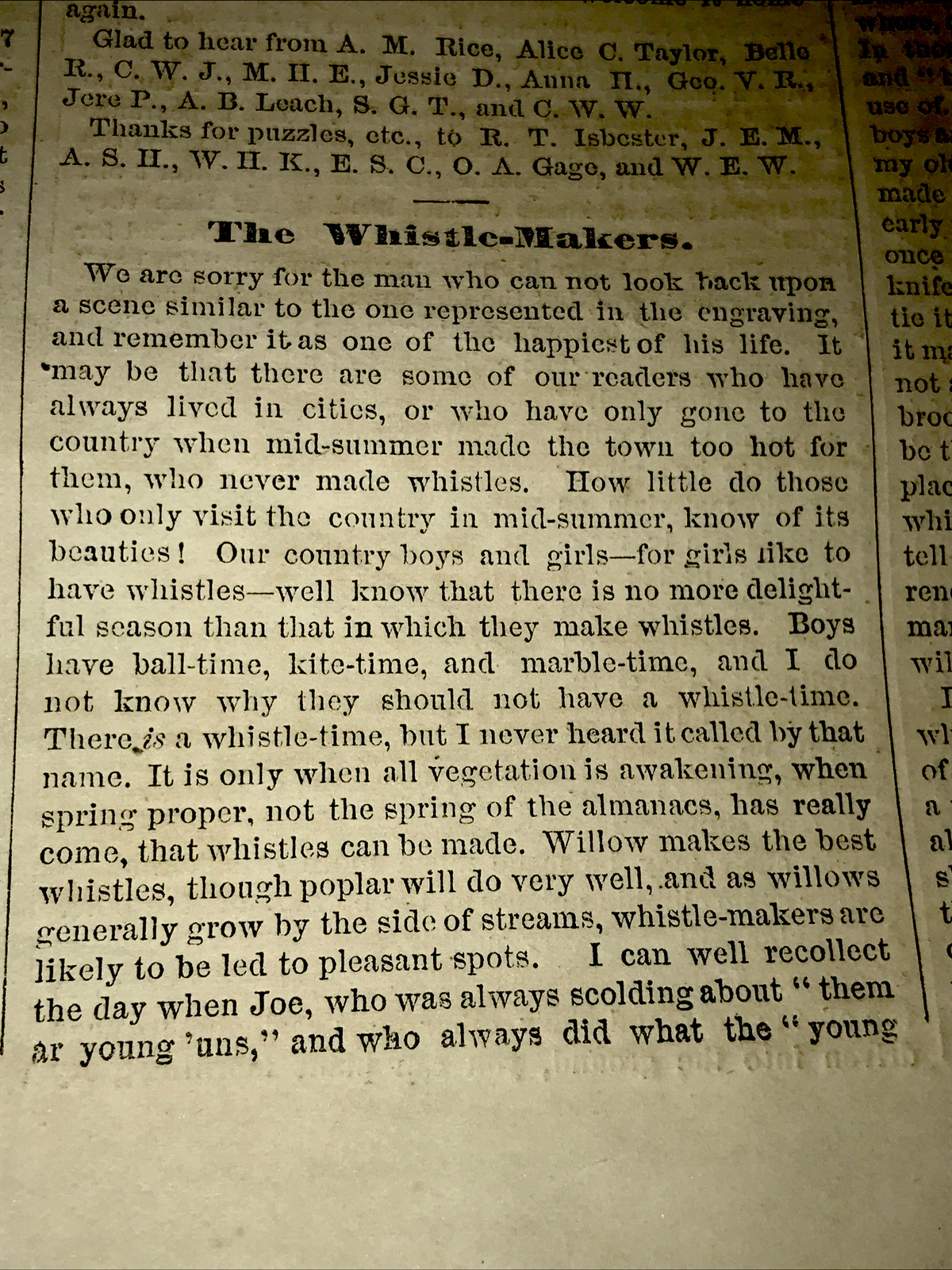 ORIGINAL 1872 THE WHISTLE-MAKERS Engraving Advertising & Article