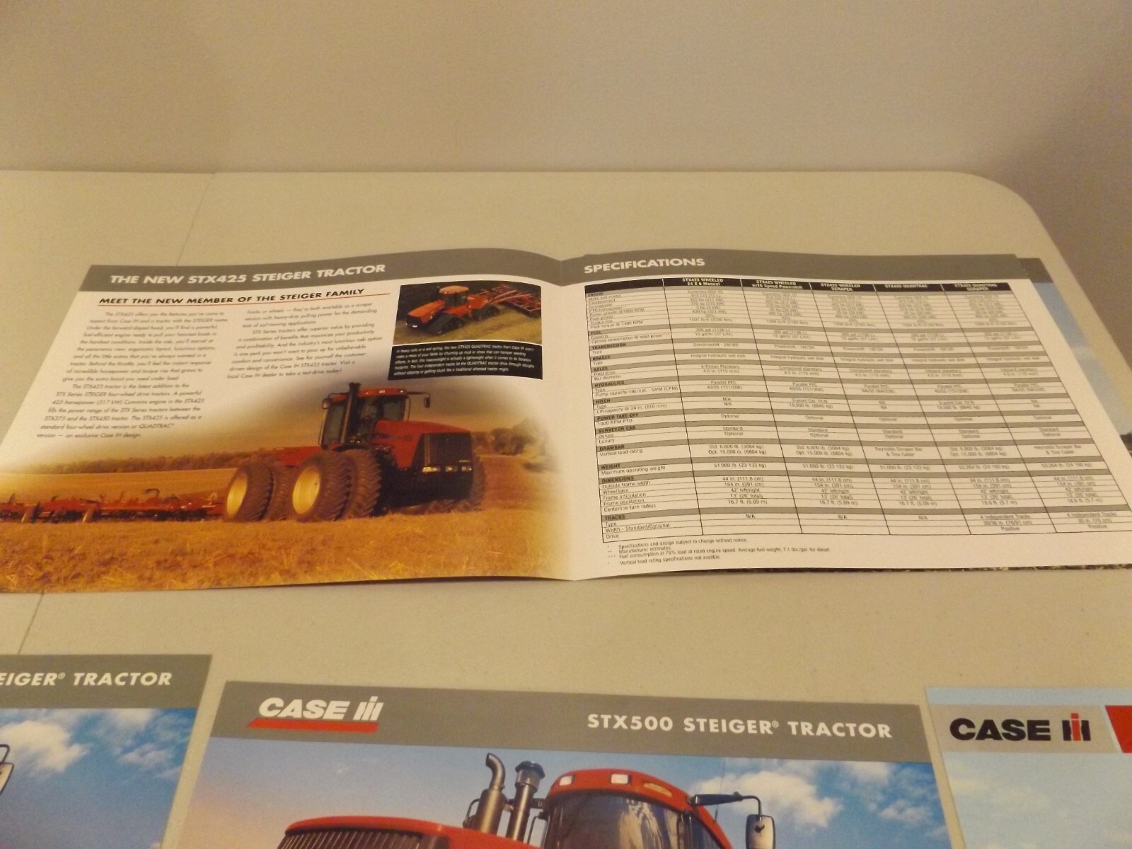 5-pc. CASE-IH STX SERIES STEIGER TRACTORS, STX 425 STX 450 STX 500