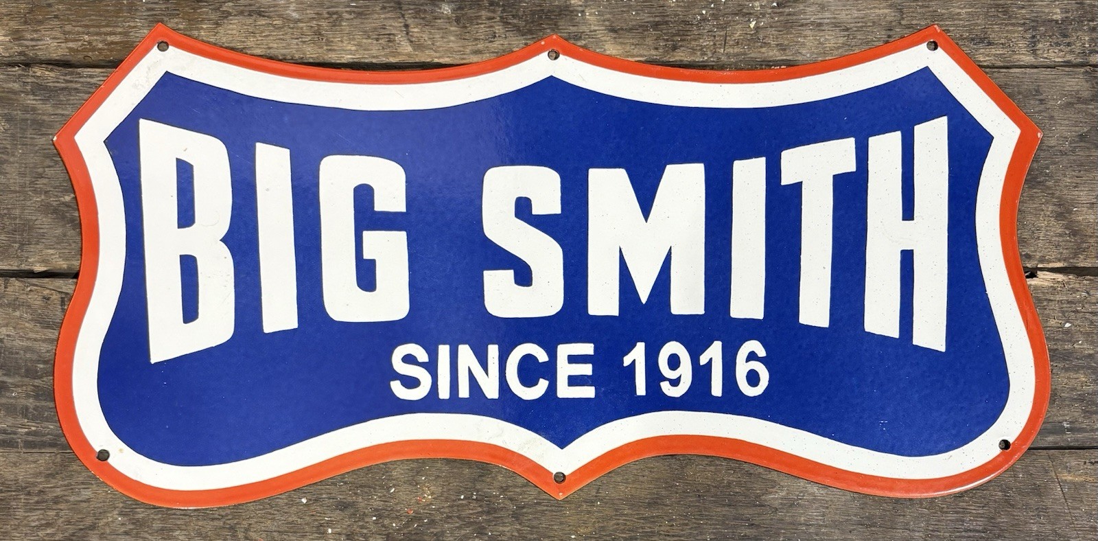 BIG SMITH “Since 1916” Overalls & Apparel Vintage Porcelain Sign, 11.5” x 24”