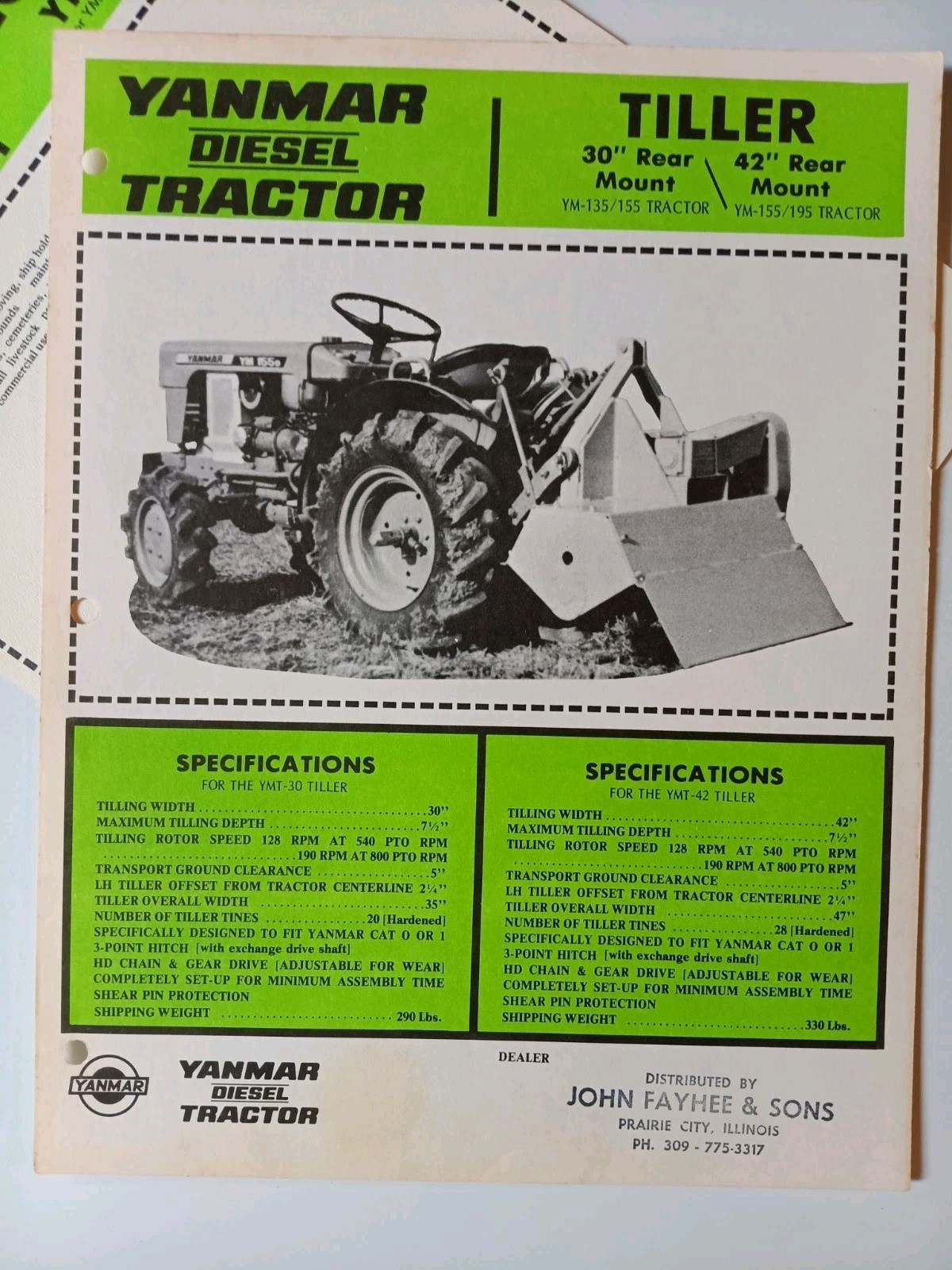 6 Yanmar Tractor Implements Spec Sales Sheet Flyer Farm Equipment Loader Tiller