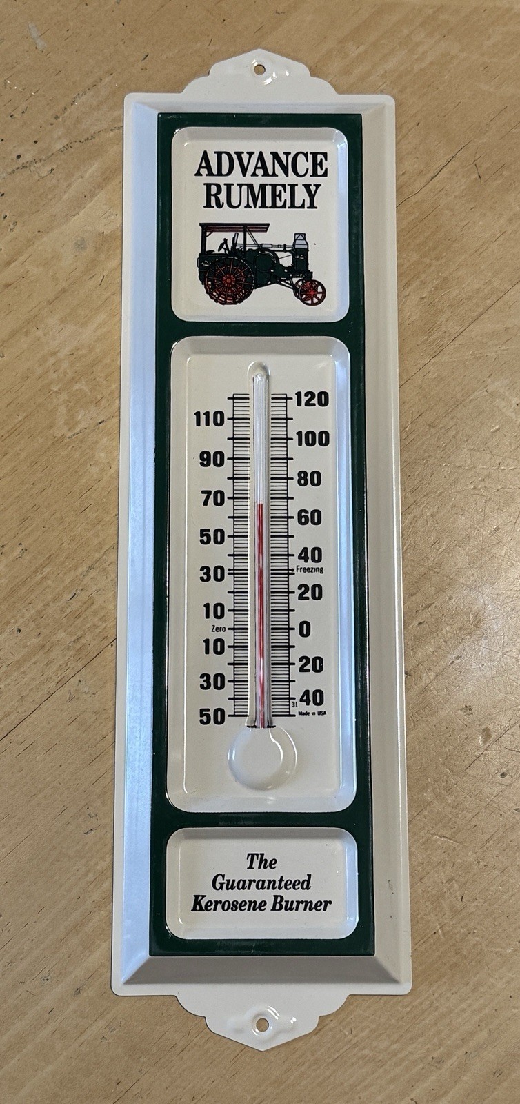 ADVANCE RUMELY TRACTOR Advertising Thermometer – New Old Stock – All Metal – USA