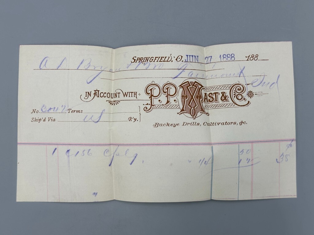 1887 PP MAST Springfield Ohio Buckeye FARM Postal Cover Billhead Advertising