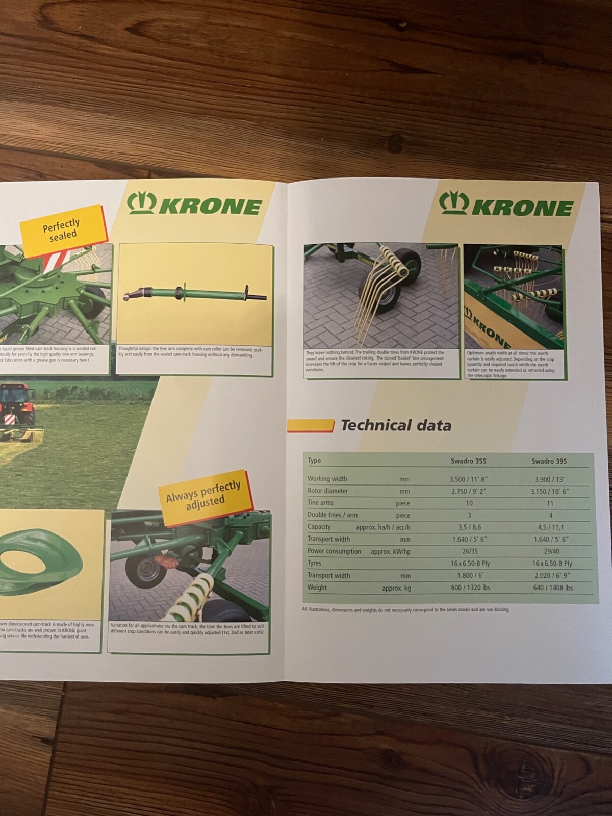 2002 Krone Swadro 355/Swadro 395 Single Rotor Rakes sales brochure