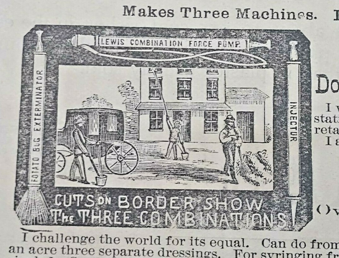 Catskill New York Vintage Print Ad P.C. LEWIS&rsquo;S COMBINATION FORCE PUMP 1881