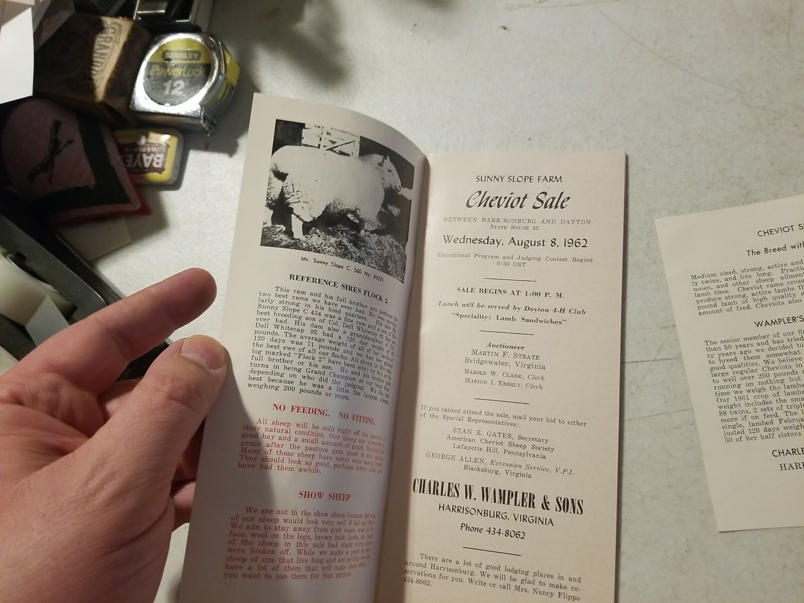 Vintage 1962 Wampler&rsquo;s Cheviot Sheep Sale Catalog & Flyer. Harrisonburg, VA