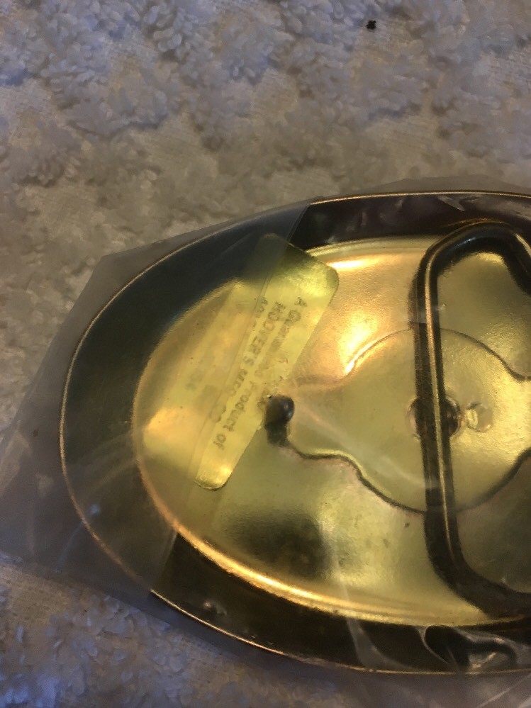 NEW Deutschland Enamel COLLECTOR BELT BUCKLE~Yellow/Black~HOOVER&rsquo;S MFG. CO