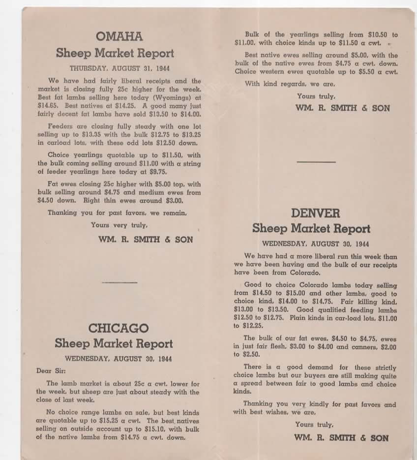 Omaha Nebraska Sheep Commission Merchants vintage mailer 1944 « Eat more lamb »