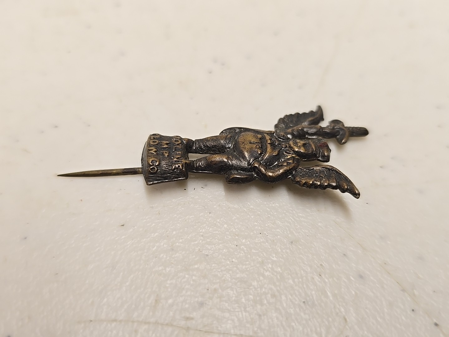 Antique 2&Prime; Moline Plow Co Flying Dutchman Advertising Brass Stick Pin