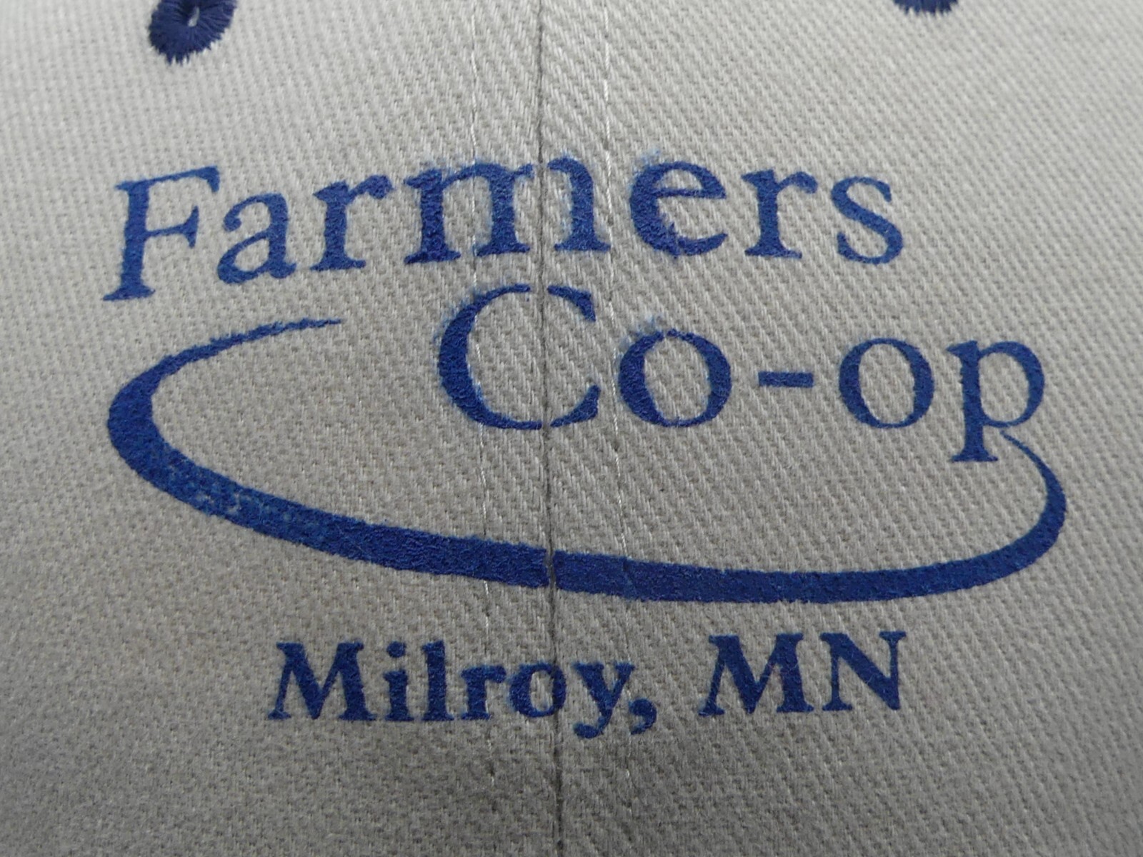 Farmers Co-op Milroy MN Otto Light Brown Blue Mesh Back Snapback Trucker Hat Cap