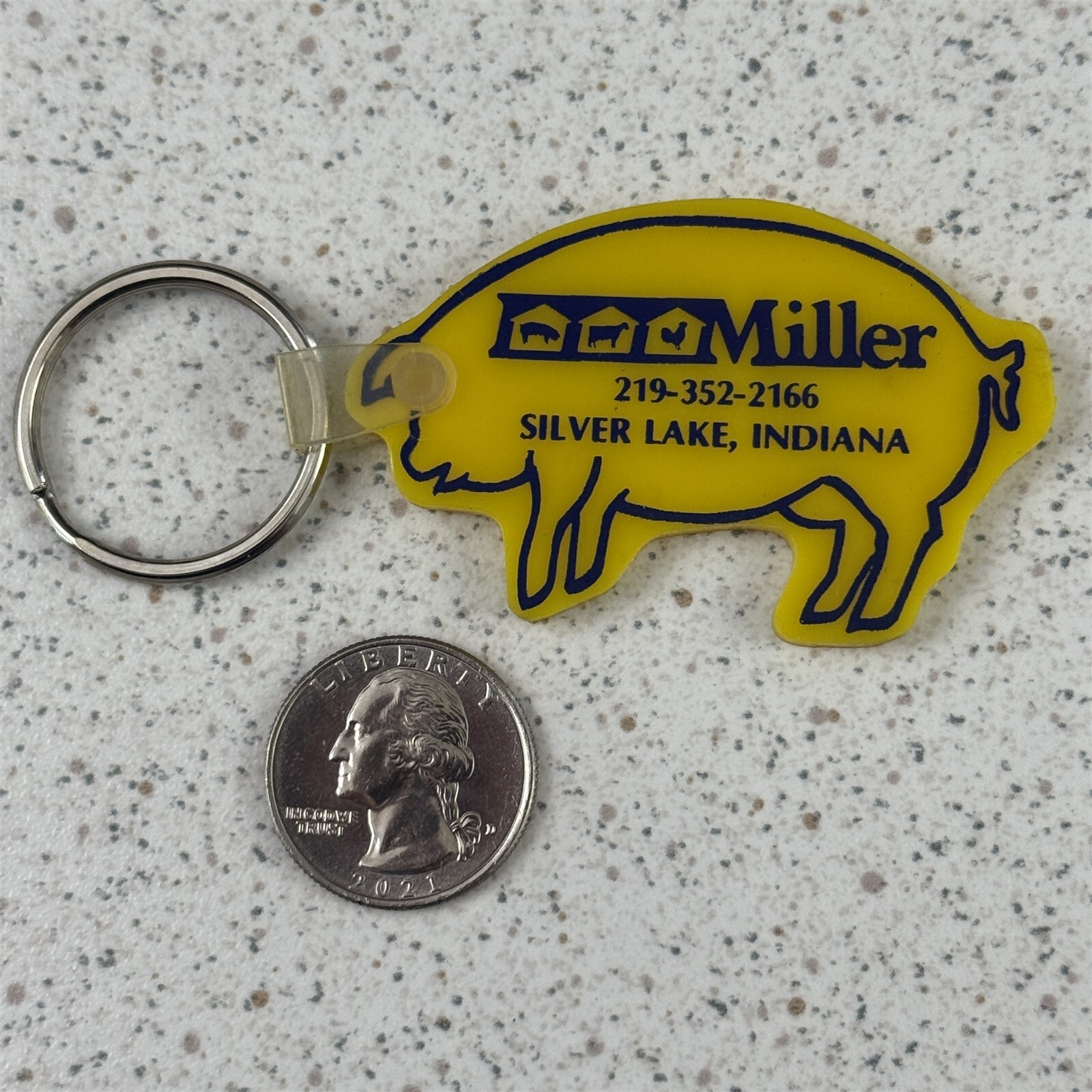 Miller & Sons Farming Equipment Silver Lake Indiana Keychain Key Ring #50513