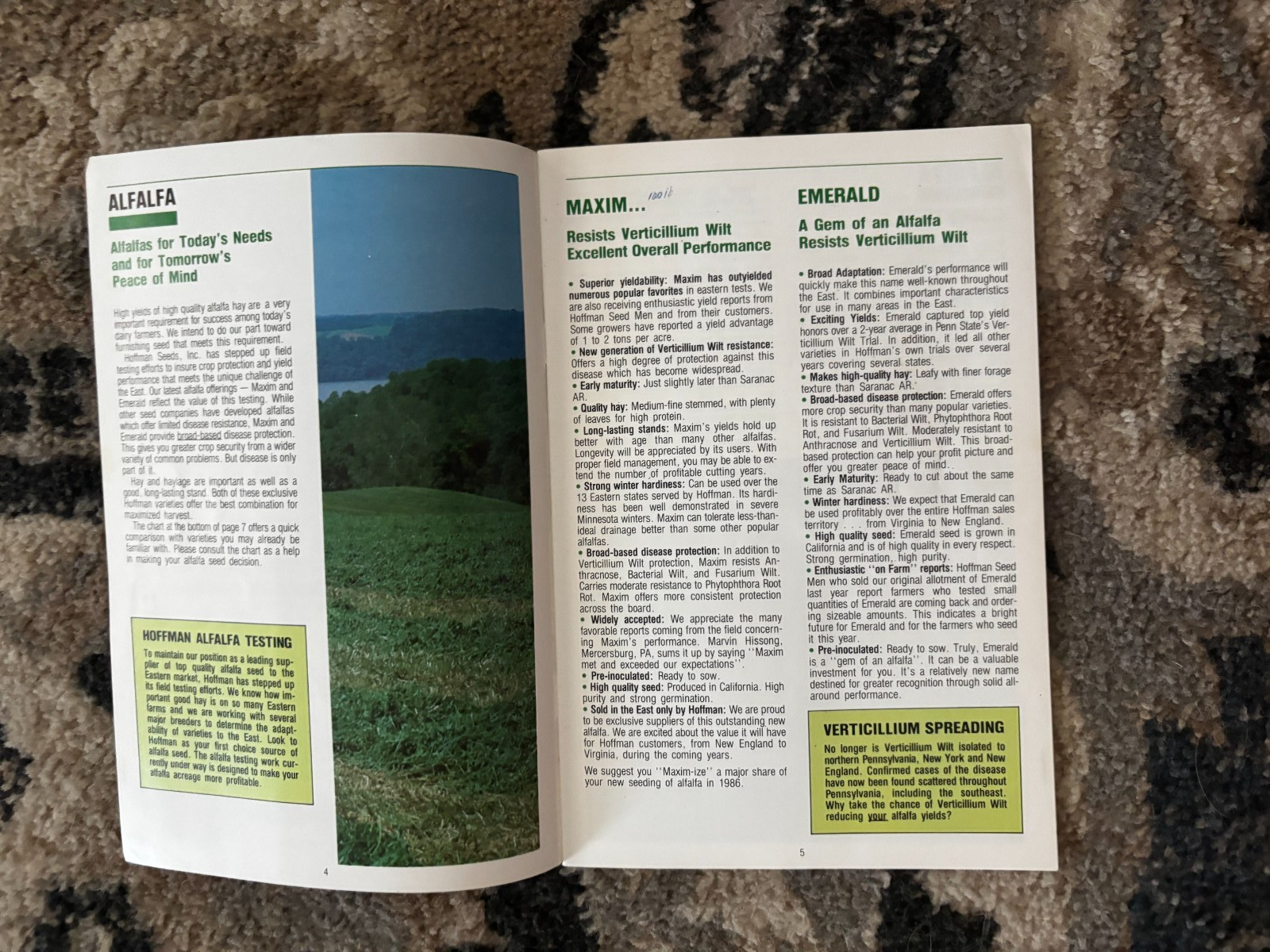 Hoffman Seed Book For 1986 Brochure DCPA26