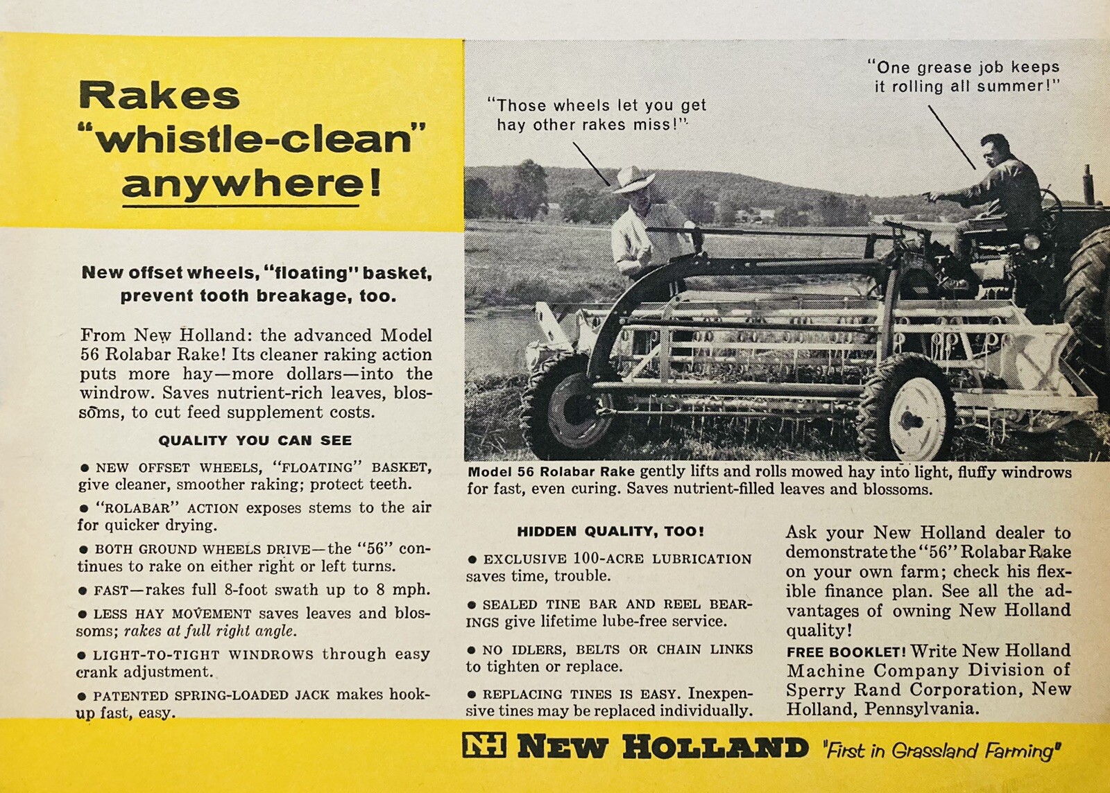 1961 AD.(XH75)~NEW HOLLAND RAKES AND CHOPPERS, SPERRY RAND CO. NEW HOLLAND, PA.