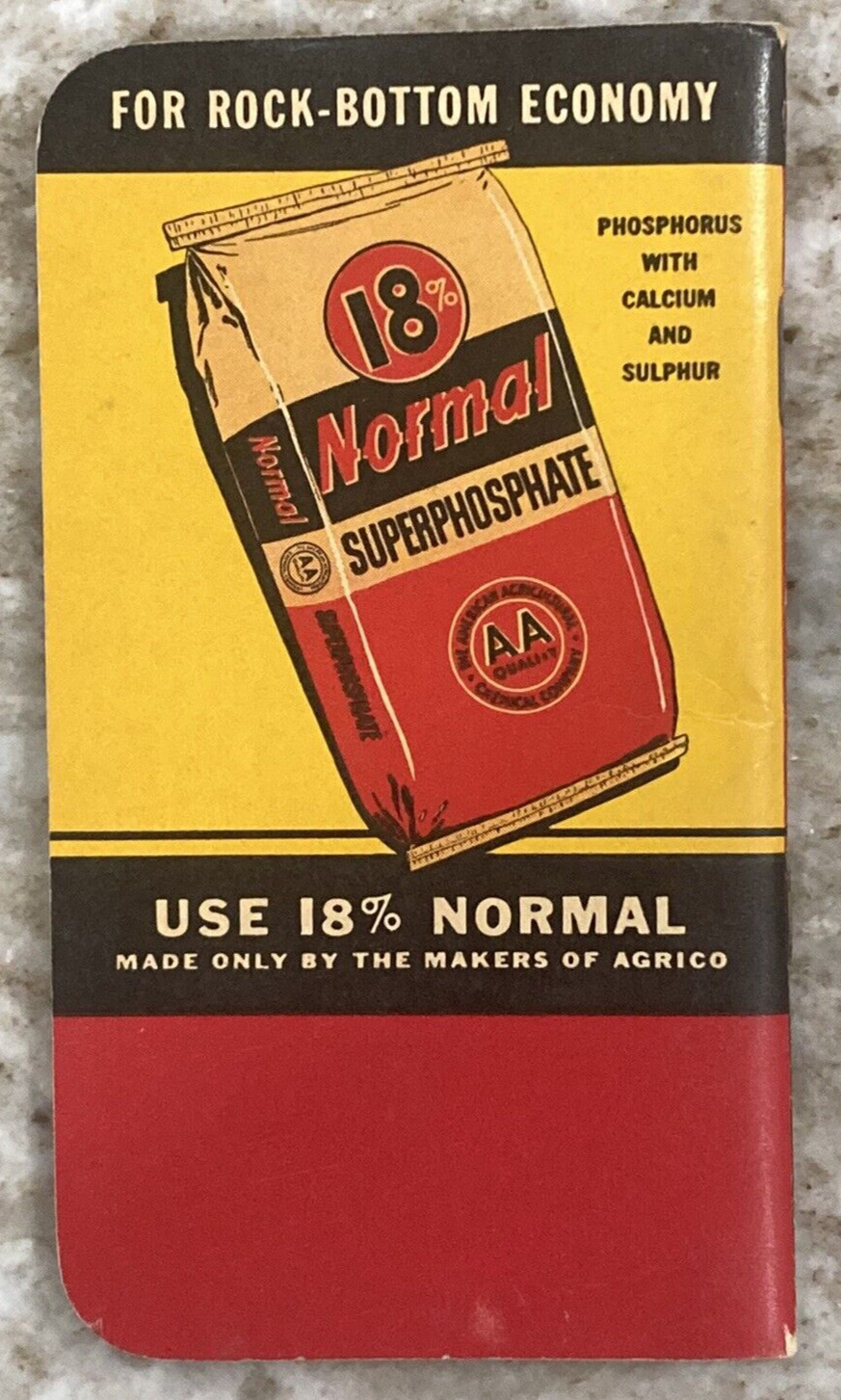AGRICO Fertilizer Memo Booklet 1950 Agriculture Advertisement Memo Book A995