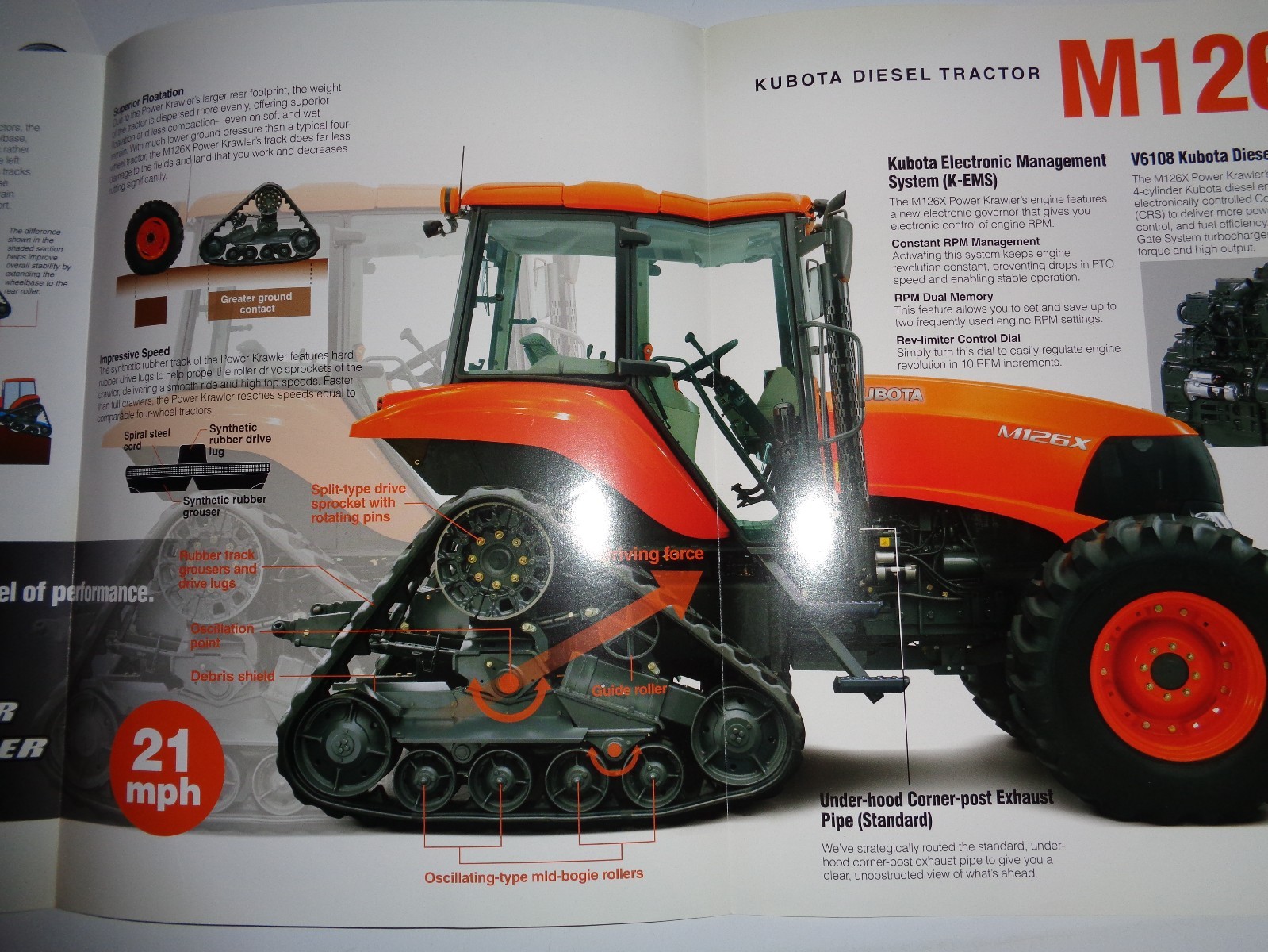 Kubota Dealers M126X Power Crawler Tractor Sales Brochure literature ad
