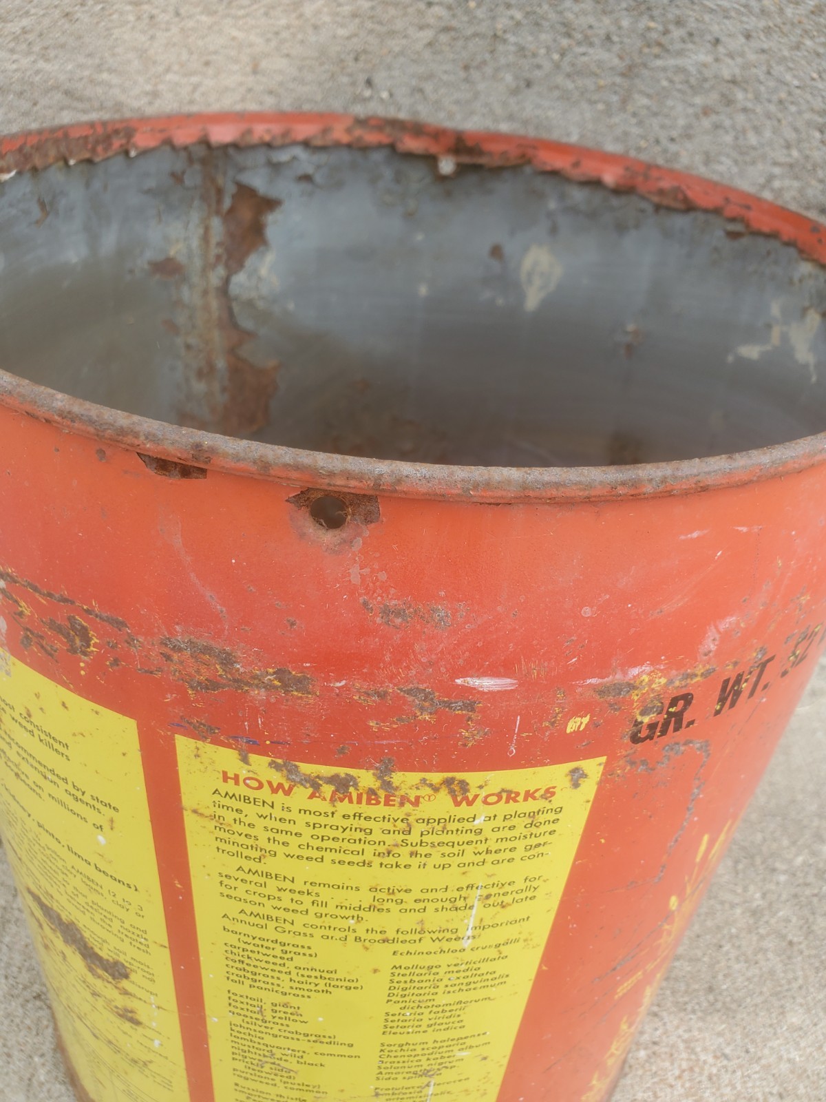 5 Gallon Metal Can Amiben Herbicide No Lid Soybean Weed Control Farm Decor #3