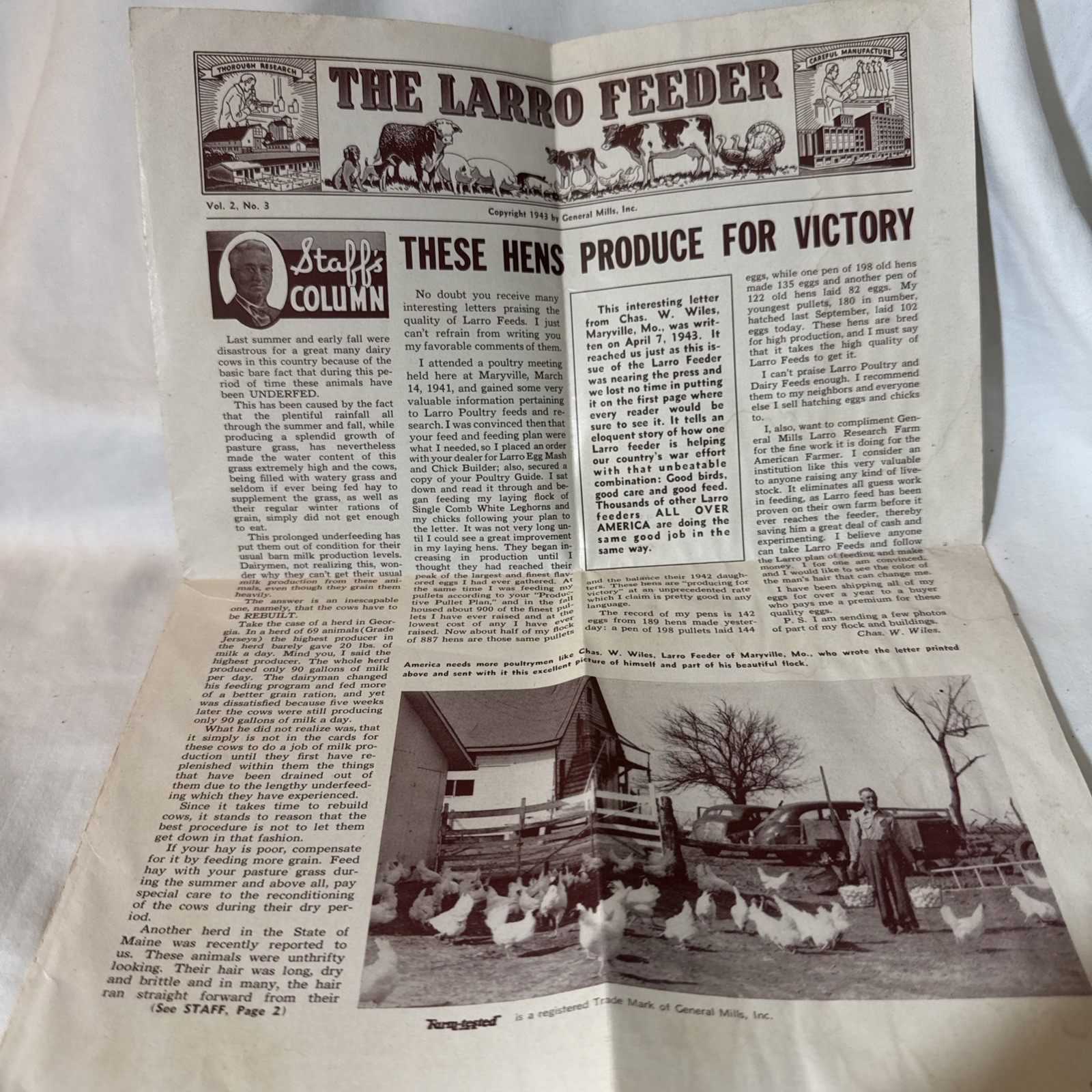VTG General Mills The Larro Feeder 1943 Newsletter Vintage