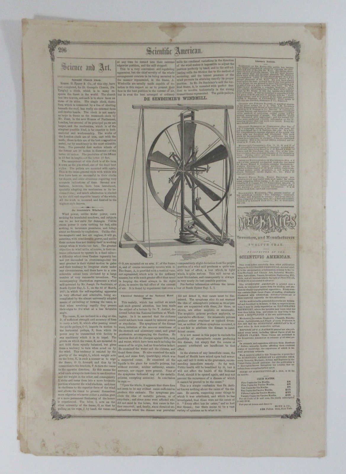 Antique Farm Tools Windmill Seed Planter Cotton Baler Scientific American 1857