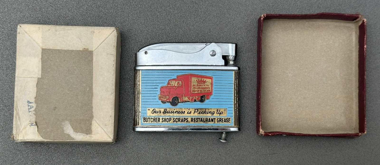 SAN JOSE, CA Crown Tallow Renderers CIGARETTE Lighter BOX Butcher MEAT Grease