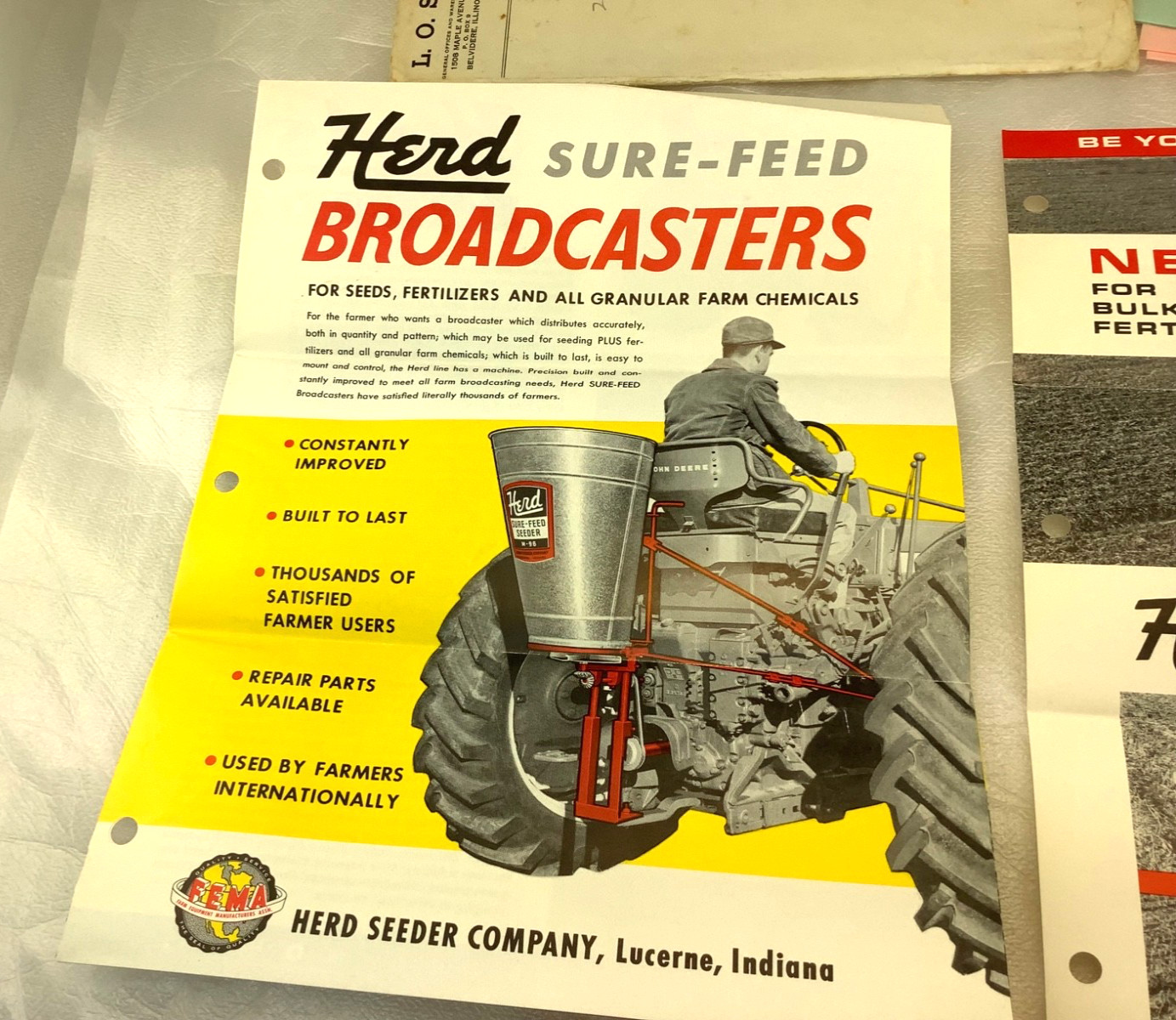 Herd Sure-Feed Broadcasters Fertilizer Seed Brochures Price Sheets Envelope
