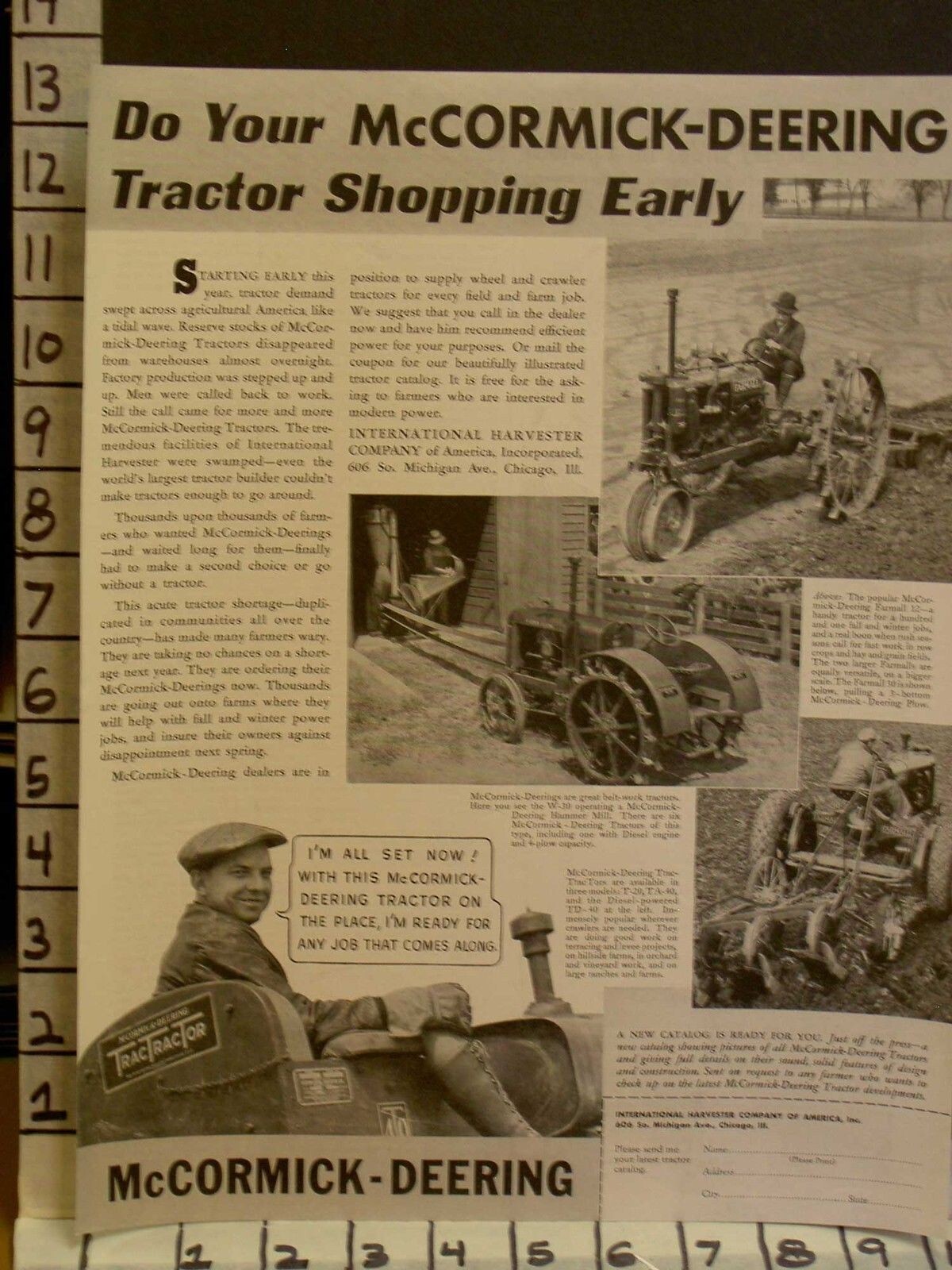 1935 McCORMICK DEERING TRACTOR FARM AGRICULTURE FARMALL BULLDOZER 2311523115