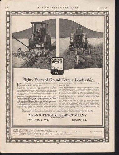 1917 DIXON GRAND DETOUR PLOW TRACTOR FARM FIELD ENGINE AGRICULTURE AD 13905