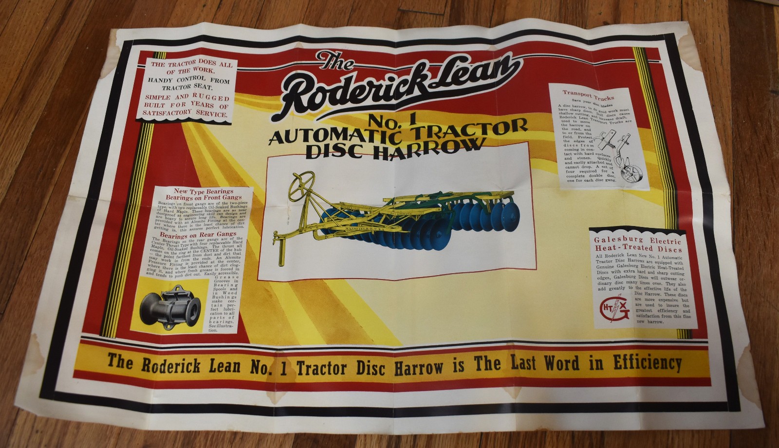 Vintage Roderick Lean No. 1 Automatic Tractor Disc Harrow Brochure Farm Tools