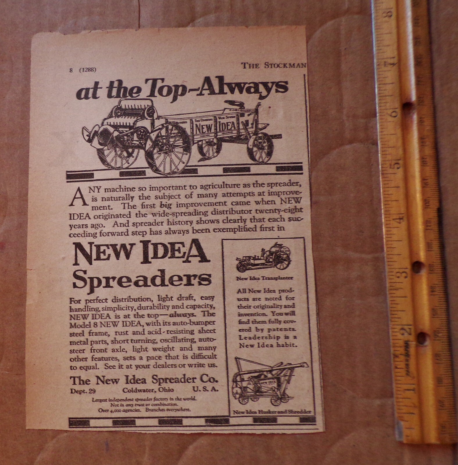 1927 New Idea Spreader Farm Equipment Machinery Agriculture Vintage Magazine Ad