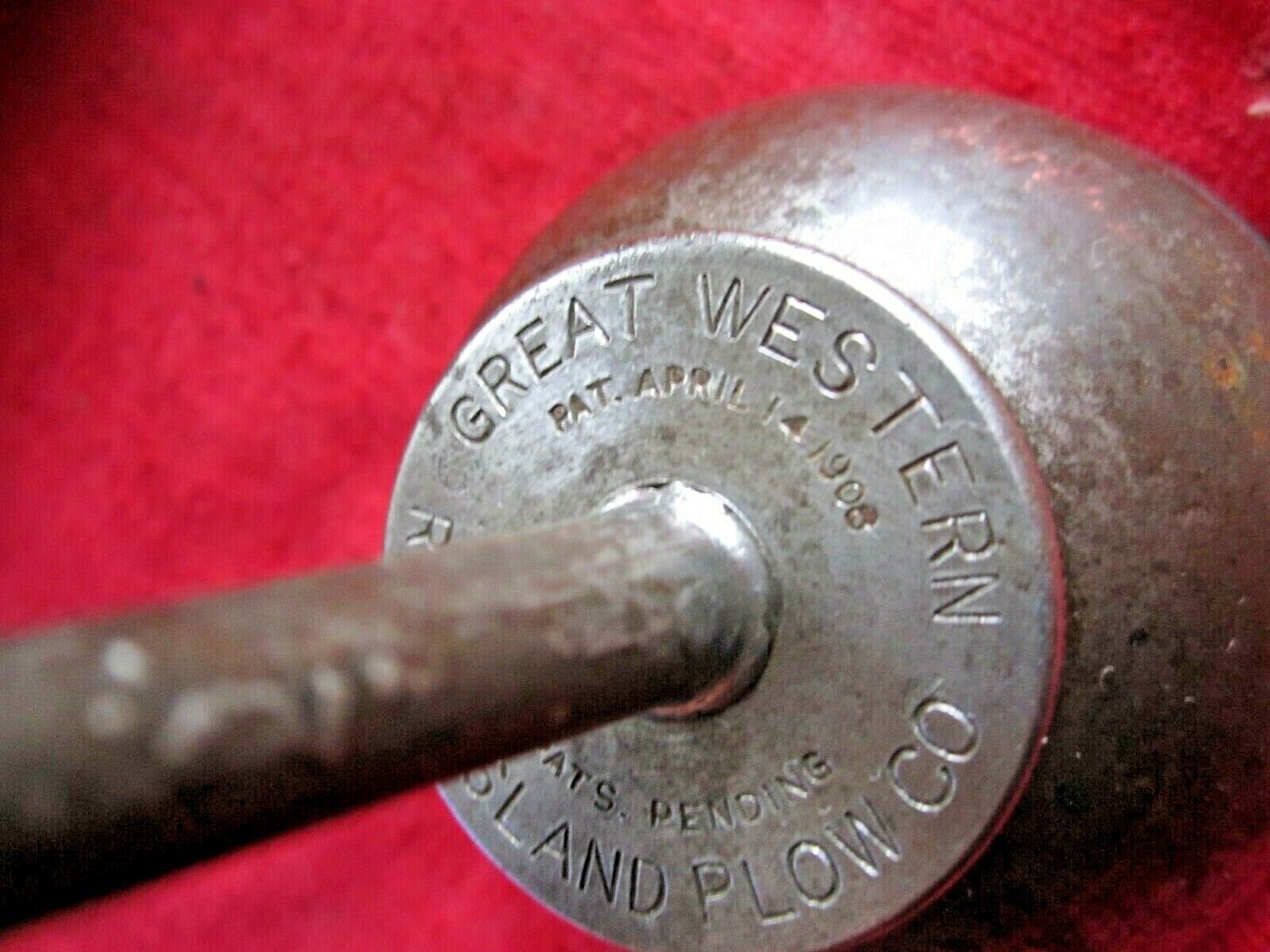 1908 GREAT WESTERN ROCK ISLAND PLOW Co. ILLINOIS, THUMB OILER OIL CAN