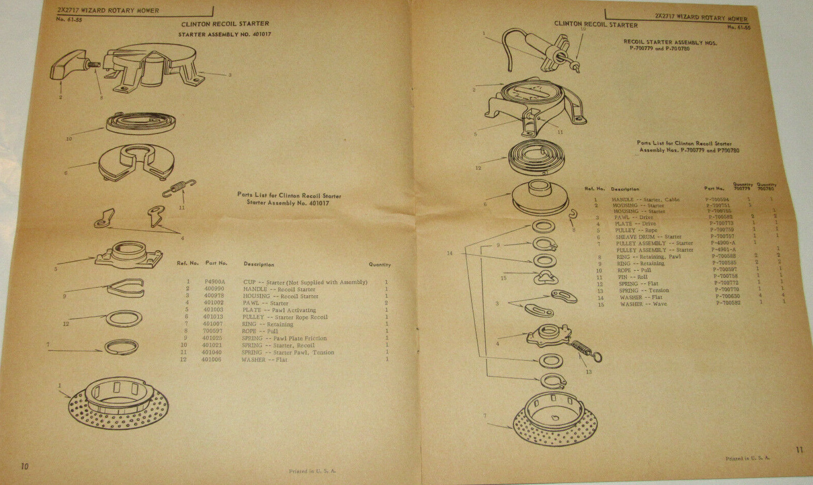 VTG 1955 WESTERN AUTO &lsquo;WIZARD&rsquo; LAWN MOWER INSTRUCTIONS/PARTS LIST/CLINTON ENGINE