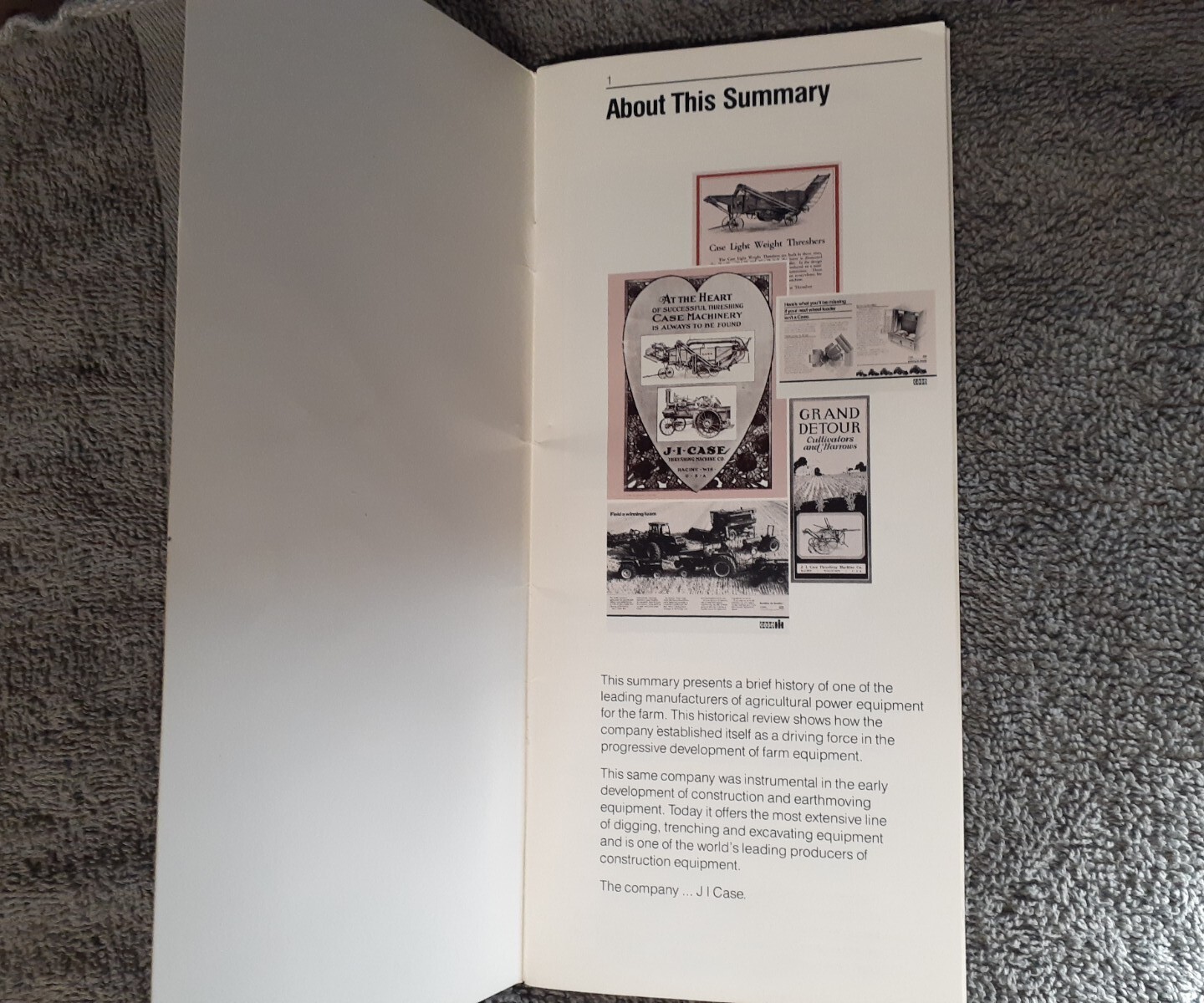 J I Case Historical Summary Booklet