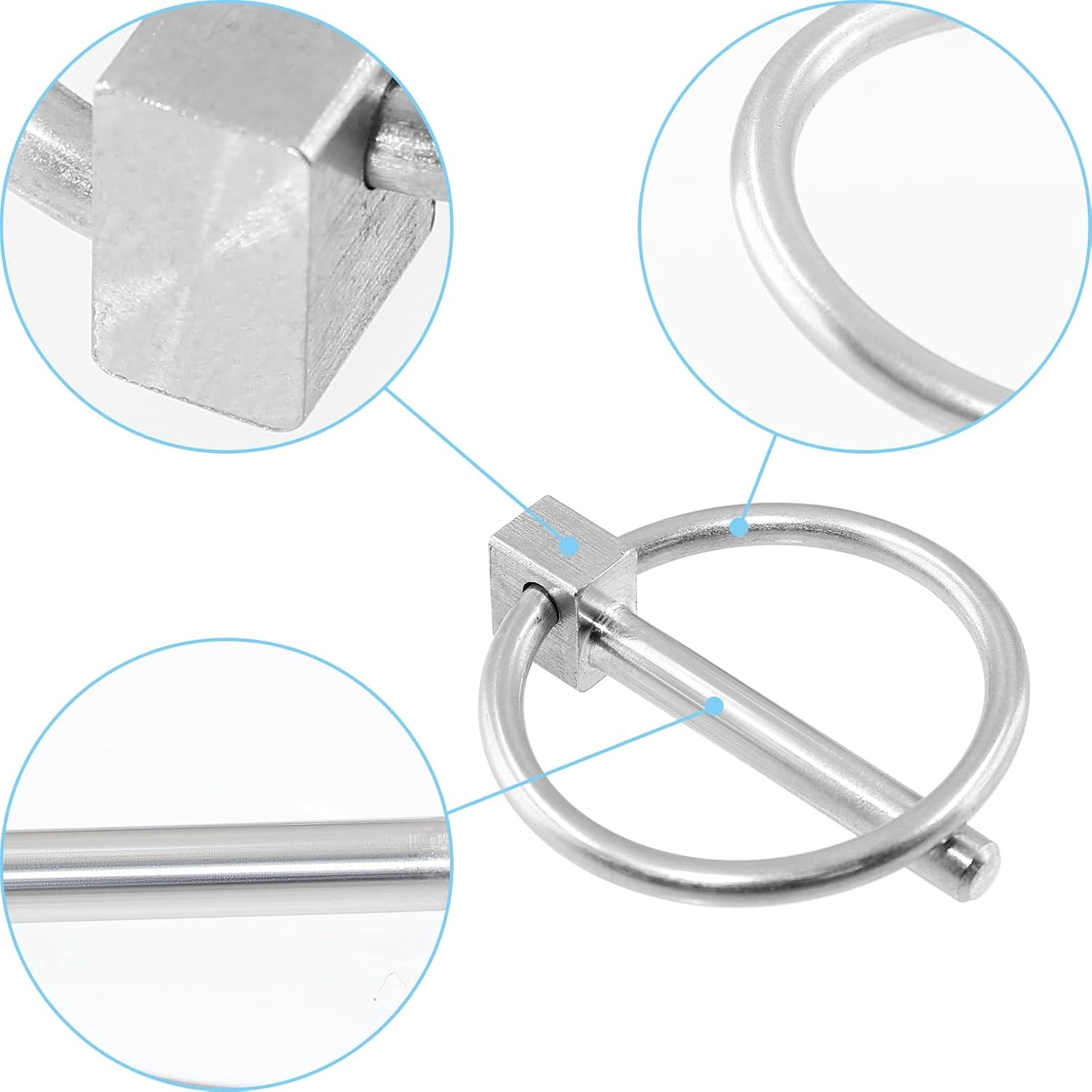 2 Pcs Heavy Duty Lynch Pin, Stainless Steel 3/16&Prime; X 1-1/4&Prime; Linch Pin with Ring f