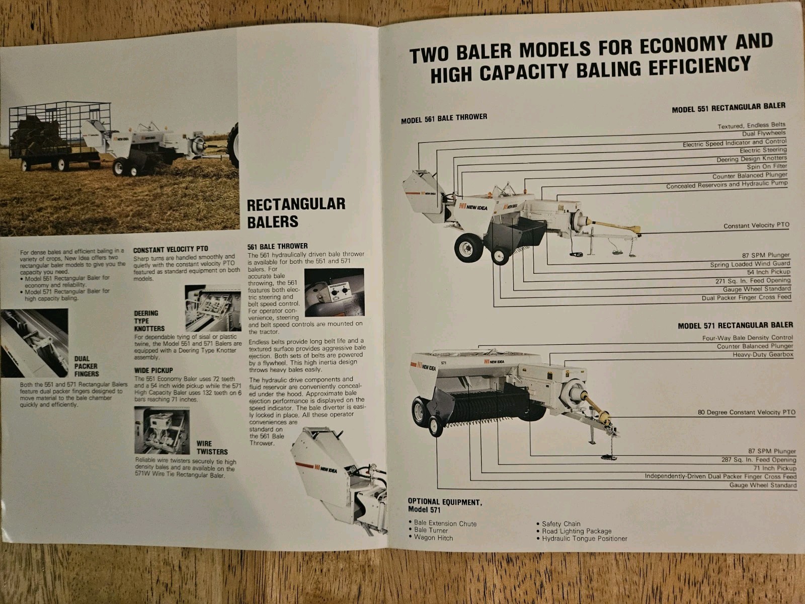 New Idea Rectangular Baler Literature. Model 551 & 571 & 571W